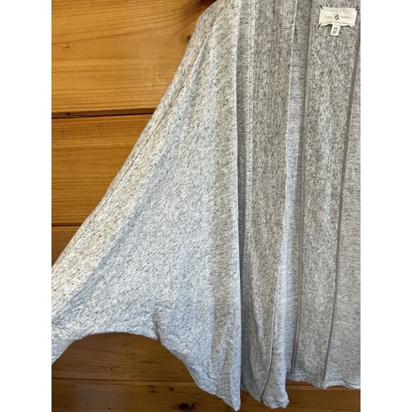 Lou & Grey Dolman Open Front Cardigan Top Size XS Gray Rayon Blend Side Split - Picture 2 of 5